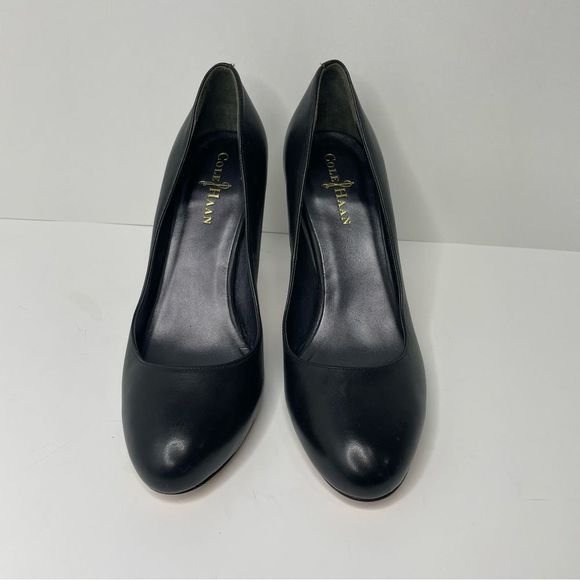 COLE HAAN NikeAir Black Leather Pumps Platform Heels Size 8.5 B Like NEW - Picture 3 of 7